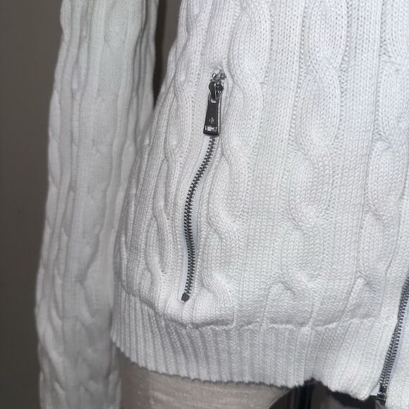 NWT Lauren Ralph Lauren Women's Cable Knit XL Cardigan Sweater Silver Edition - Picture 3 of 10